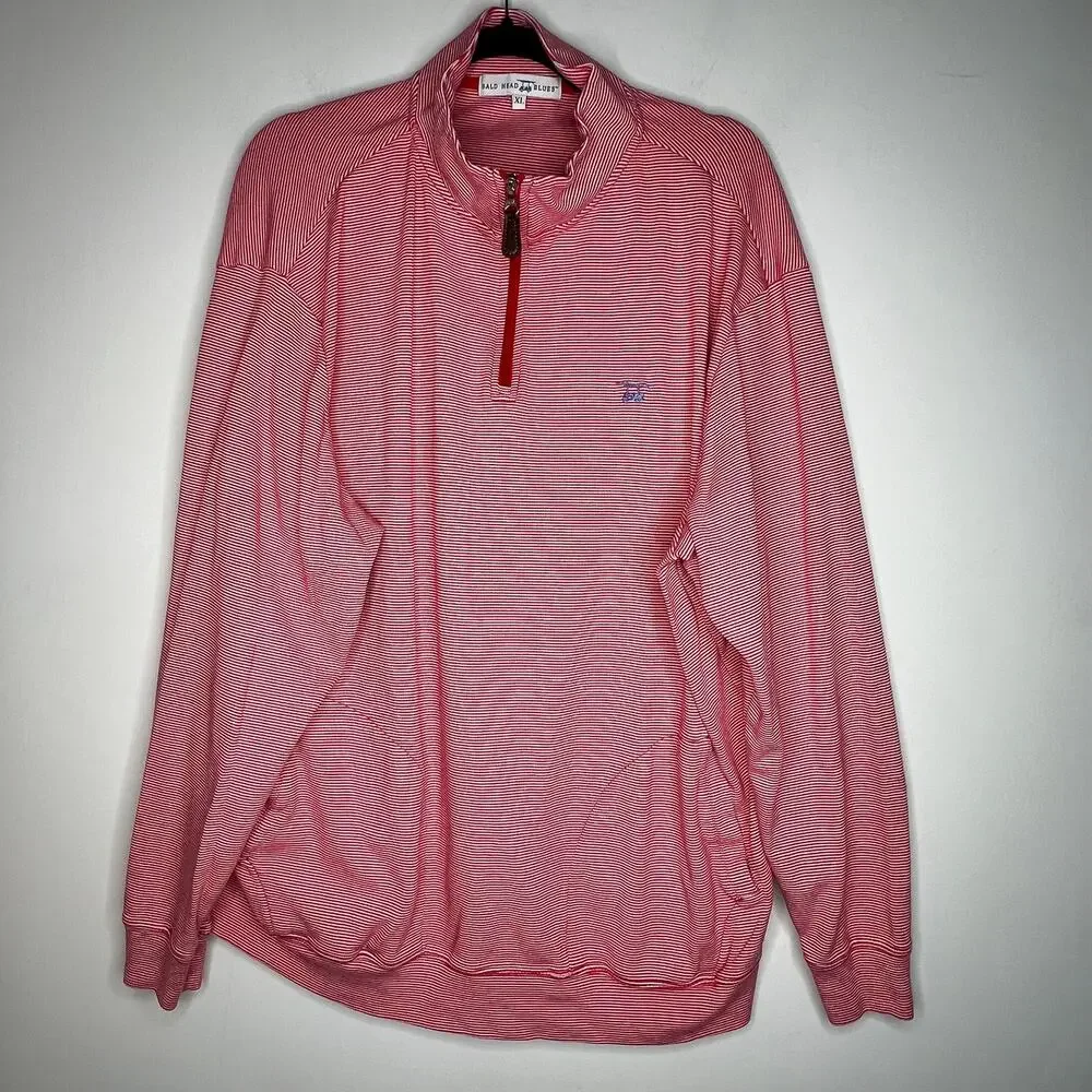 Bald Head Blues Red 1/4 Zip Stripe Pullover Size XL